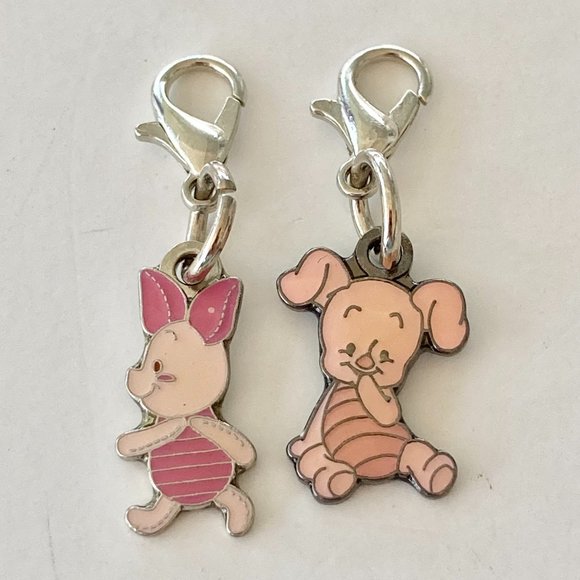 Vintage Disney Piglet Winnie the Pooh Charms Zipper Pull Purse Charm Disneyana - Picture 2 of 5